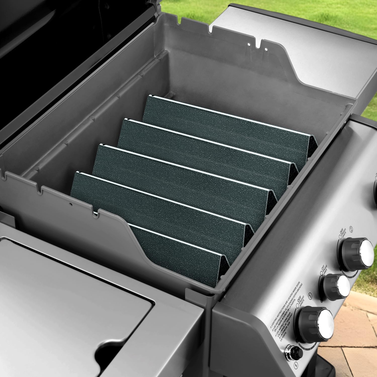 Unicook 7636 Grill Heizplatte, 5 Stück Brennerabdeckung für Weber Spirit I & II & GS4 300 Series Grills, Grillersatzteile 38.9cm Aromaschienen Zubehör für Weber Spirit E310 S310 E320 S320 E330 S330