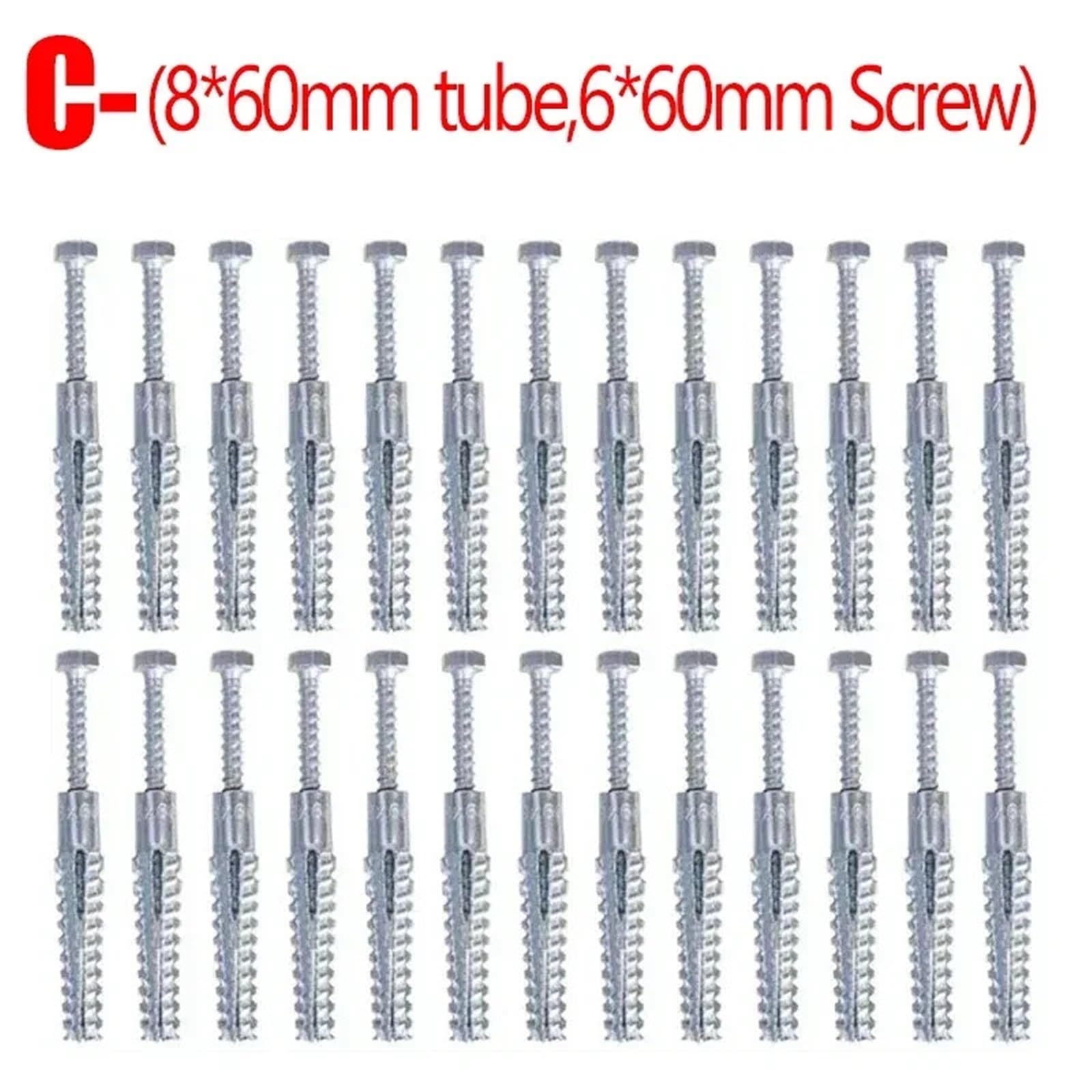 Dübel 10mm Wandanker mit Schrauben-Set, Metall-Expansionsrohr, Rohr, selbstschneidende Schraube, Bohrstopfen, Betonbefestigungen, Bolzen(Color 03,50PCS)