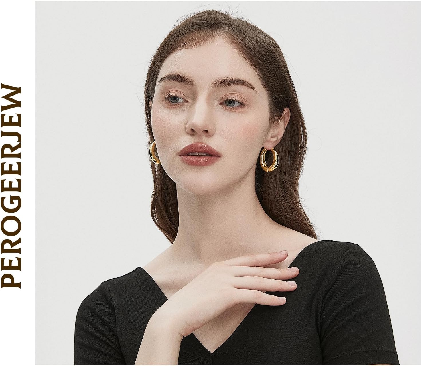 14K Gold Plated Hoop Earrings for Women Trendy, 30MM Medium Thick Costume Gold Chunky Womens Earring Hoops Non Tarnish Jewelry Gifts - Image 3