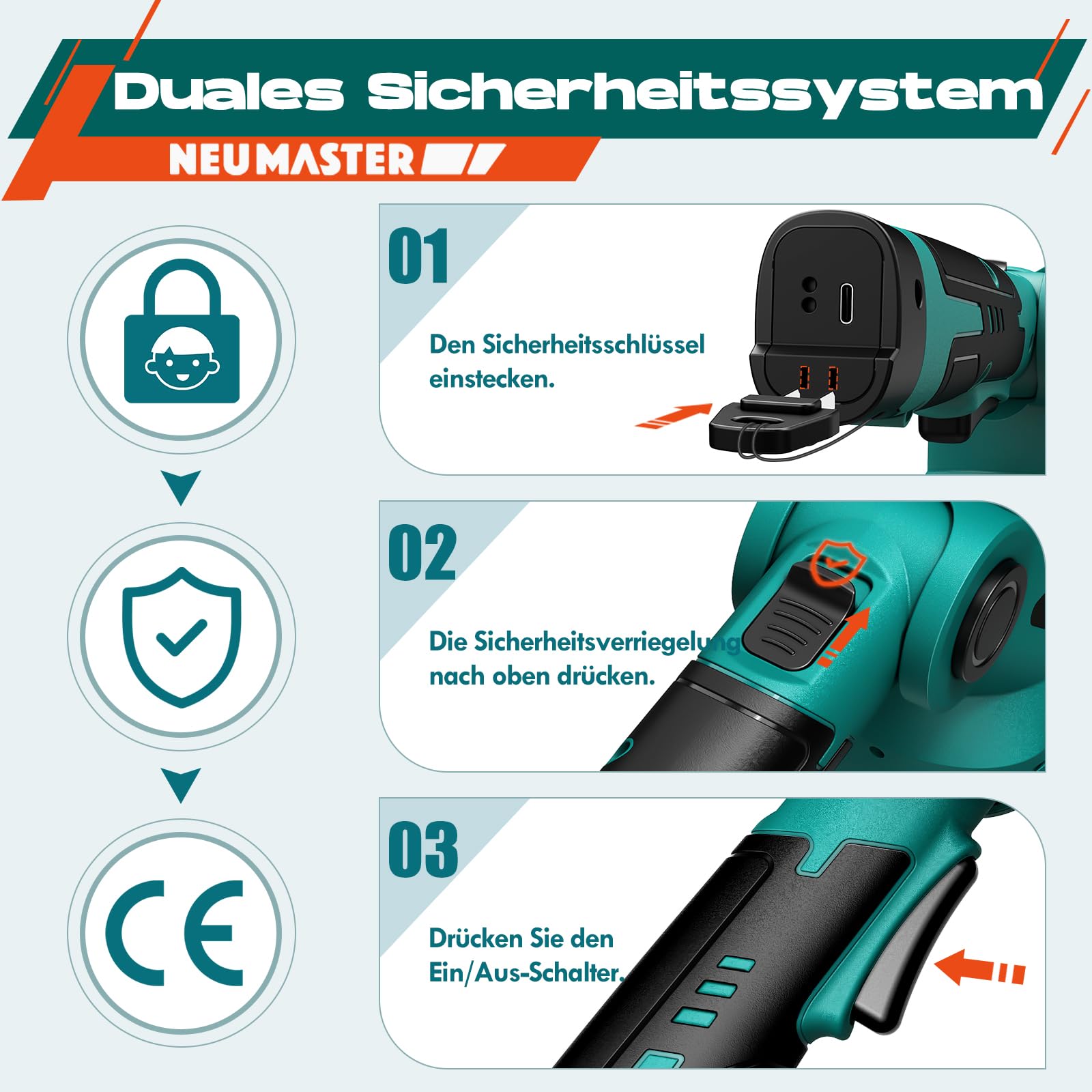 NEU MASTER Akku Grasschere - Gartenschere/Strauchschere/Rasenschere Akku, (Verstellbarer Griff, Integrierter 3,6V, 2000mAh) mit 2 Verschiedene Messer, Messerlänge 8,2cm/14cm und Ladekabel