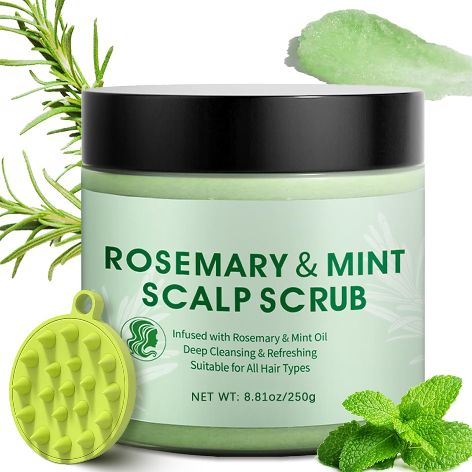 Rosemary Scalp Scrub,Deep Cleansing & Exfoliating Scalp Treatment for Dandruff & Oily Scalp