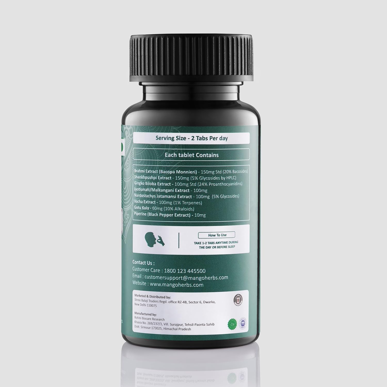 Brain Pro | Brahmi, Shankhapushpi, Ginkgo Biloba, Malkangani, Jatamansi, Vacha & Gotu Kola | Supports Focus, Memory & Mental Clarity | 60 Tabs — Amazon image 9