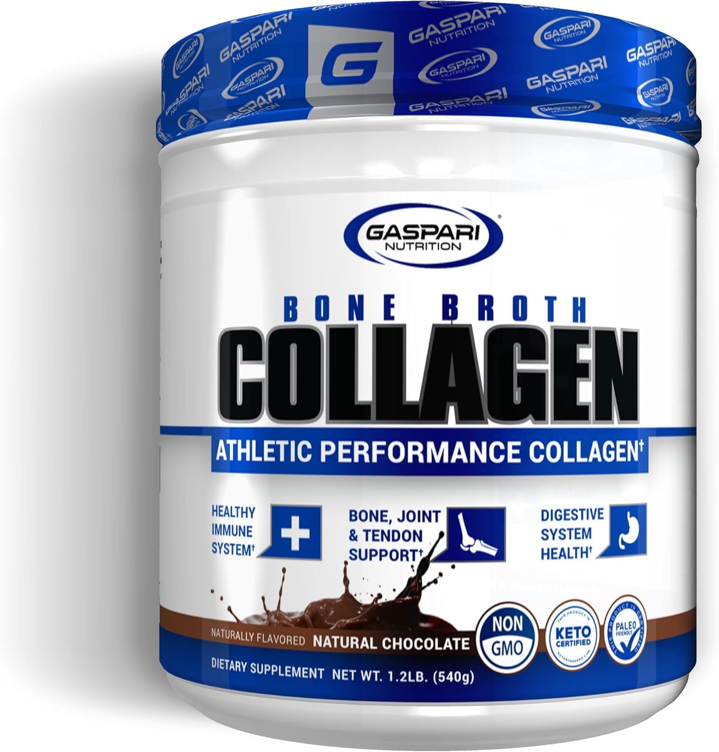 Gaspari Nutrition Bone Broth, Athletic Performance Collagen, 13g Protein, Gluten Free, Non-GMO, Keto Certified, Gut and Joint Health (30 Servings, Natural Chocolate)