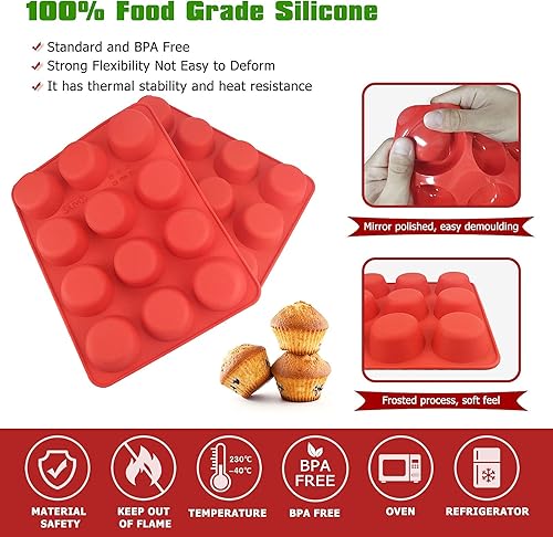 Miniatura 8 de SILIVO 2 moldes de silicona para pan + 2 moldes de silicona para magdalenas