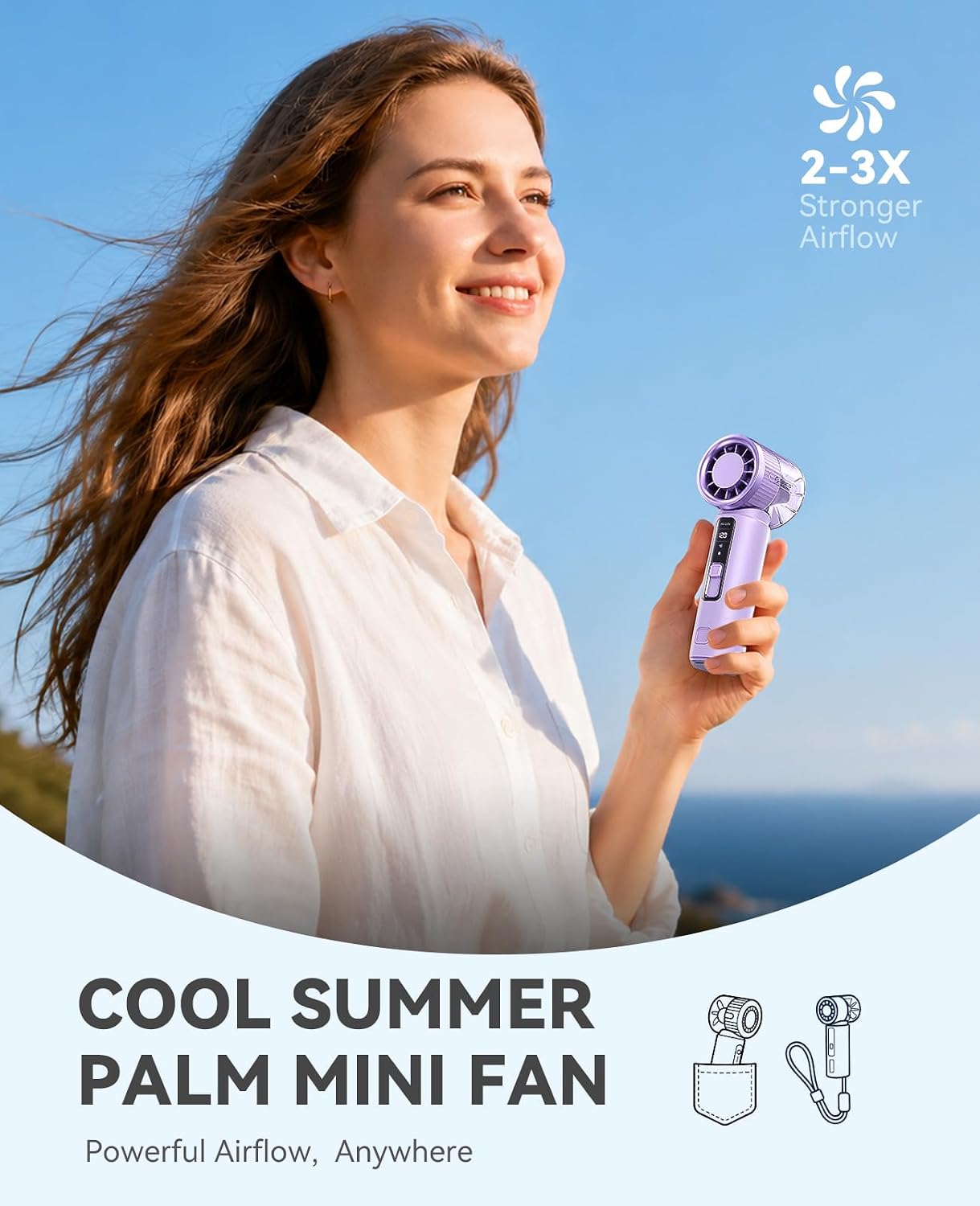 ORICO Portable Handheld Mini Turbo Fan with Ice Cooling, MiFan Purple