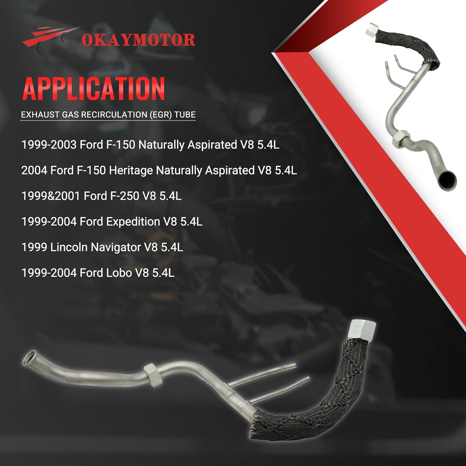 598-115 Exhaust Gas Recirculation (EGR) Tube Line for 1999 2000 2001 2002 2003 2004 Ford F-150 F-250 Expedition Lincoln Lobo Navigator XL3Z9D477BA 1A1130