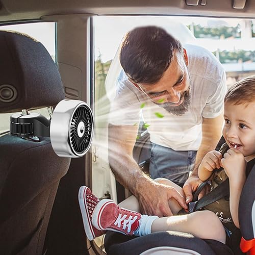 Miniatura 2 de XTryfun Ventilador portátil para el asiento trasero del bebé, ventilador de refrigeración de coche alimentado por USB, ajustable de 3 velocidades de