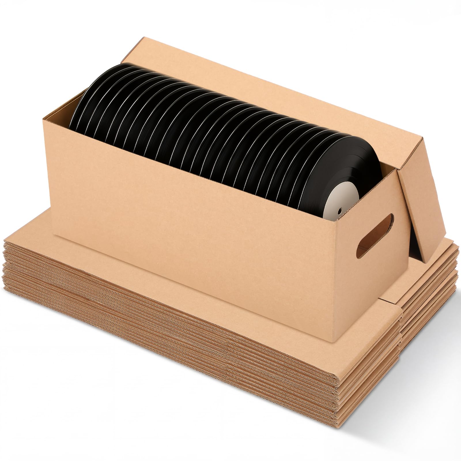 Boîtes pour disques vinyles 17,8 cm avec poignée, stockage de 200 disques par boîte