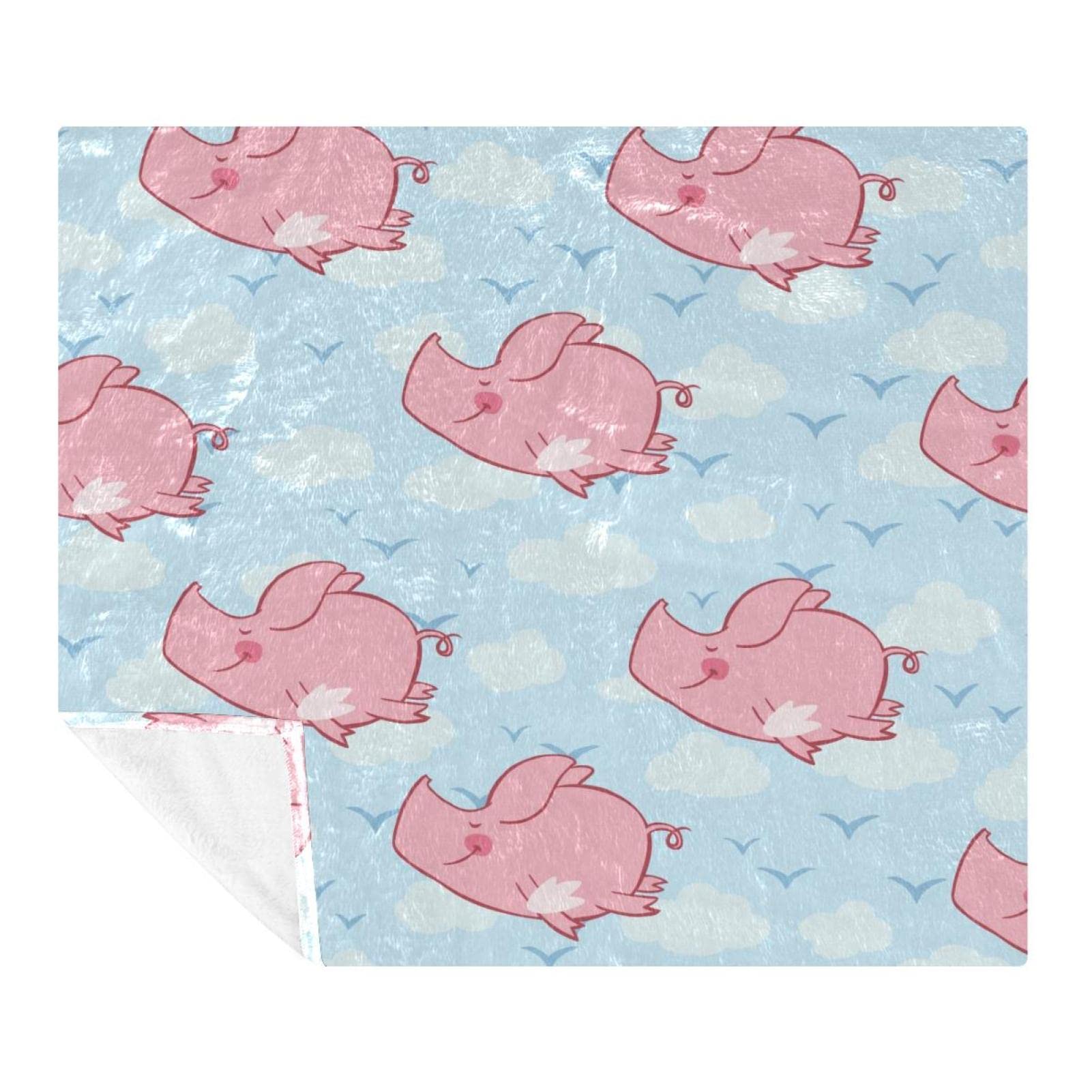 Plaid cochon volant bleu ciel idéal pour les soirées cinéma