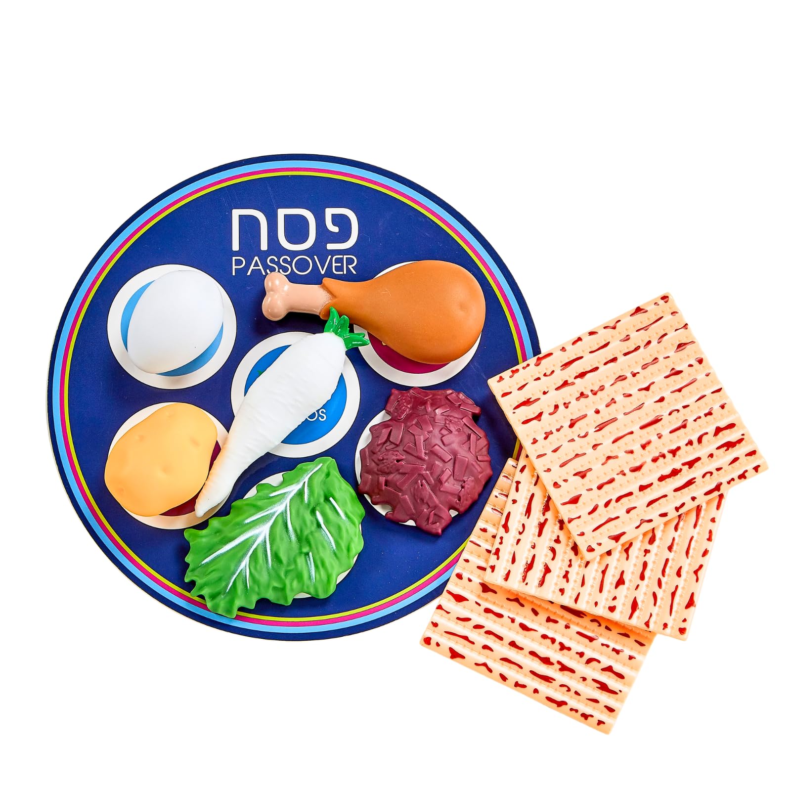 Photo 1 of Rite Lite Passover Vinyl Seder Plate Food Play Set Pesach Seder Jewish Holiday Party Favor Matzah Dish Table Decoration for Little Ones! Educational & Adorable Judaica Passover Gifts for Hours of Fun!