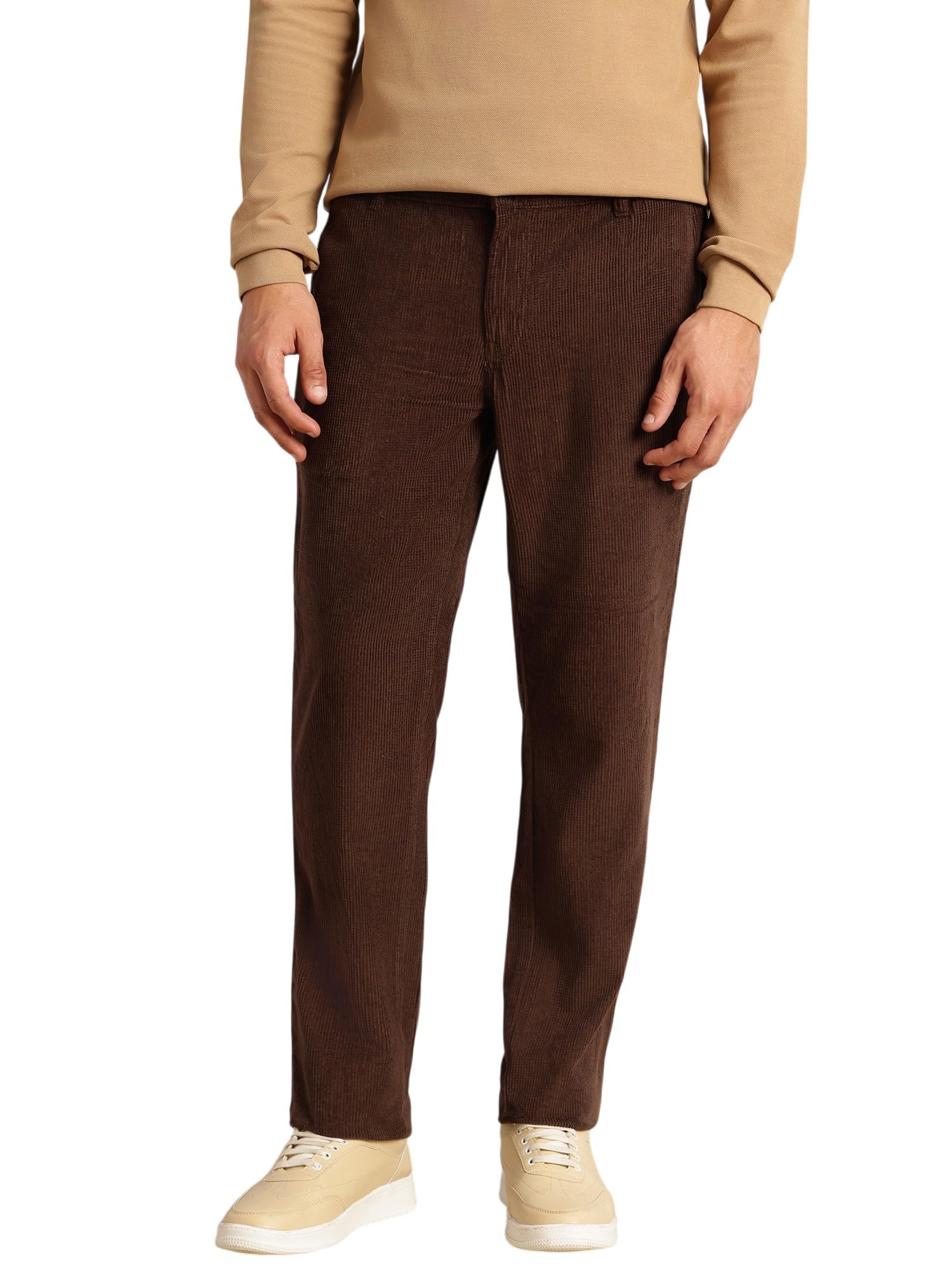 thomas scott Men's Regular Fit Corduroy Trouser | Mid-Rise | Textured Fabric | 4-Pocket Casual Pants for Men-picture-39