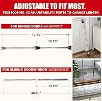 Vista 3 de SECURITYMAN - Barra de seguridad para puerta, 2 en 1, topes de puerta ajustables, barra de seguridad y barra de seguridad para puerta corredera