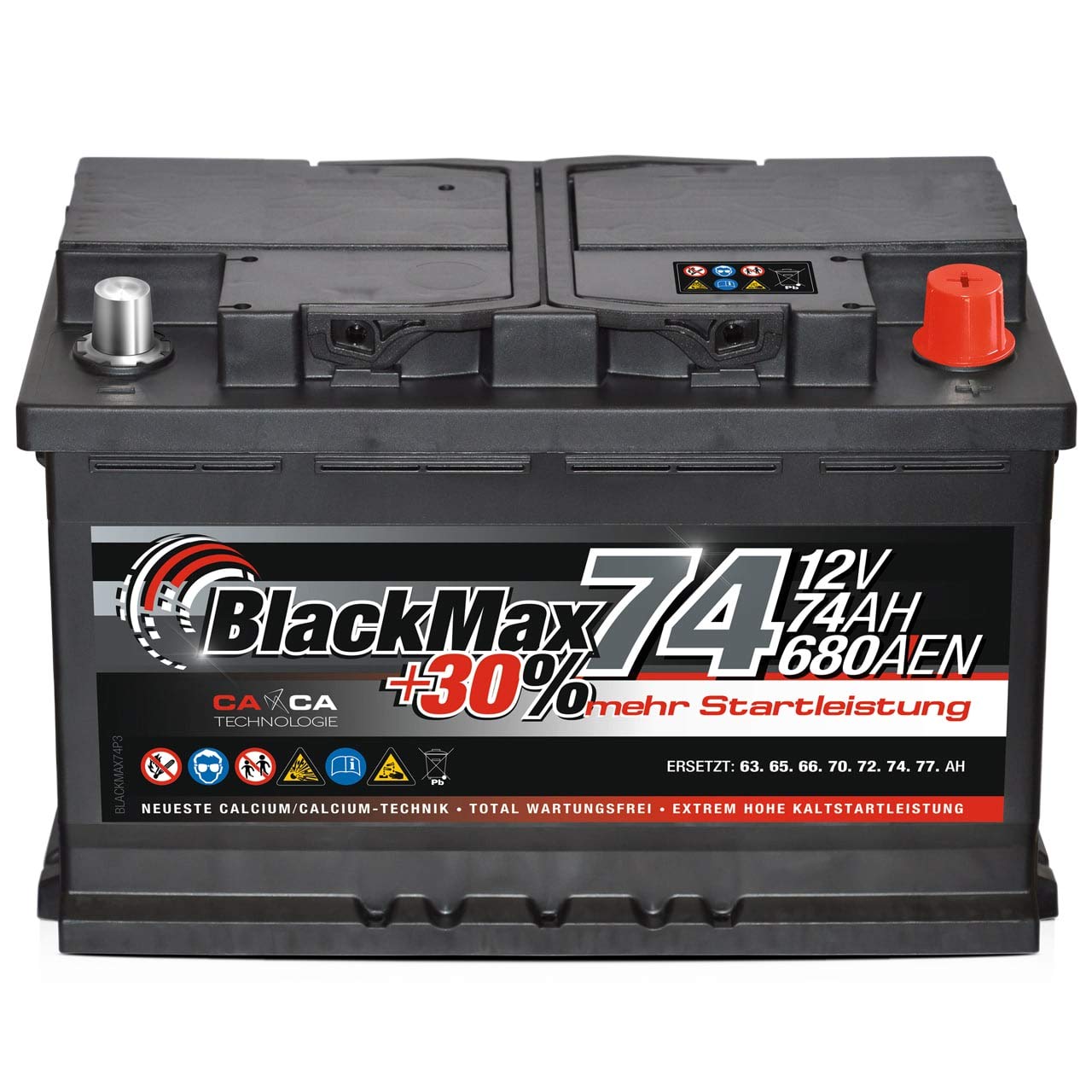 PKW Batterie Autobatterie 12V 74Ah BlackMax Starterbatterie statt 70Ah 72Ah 75Ah