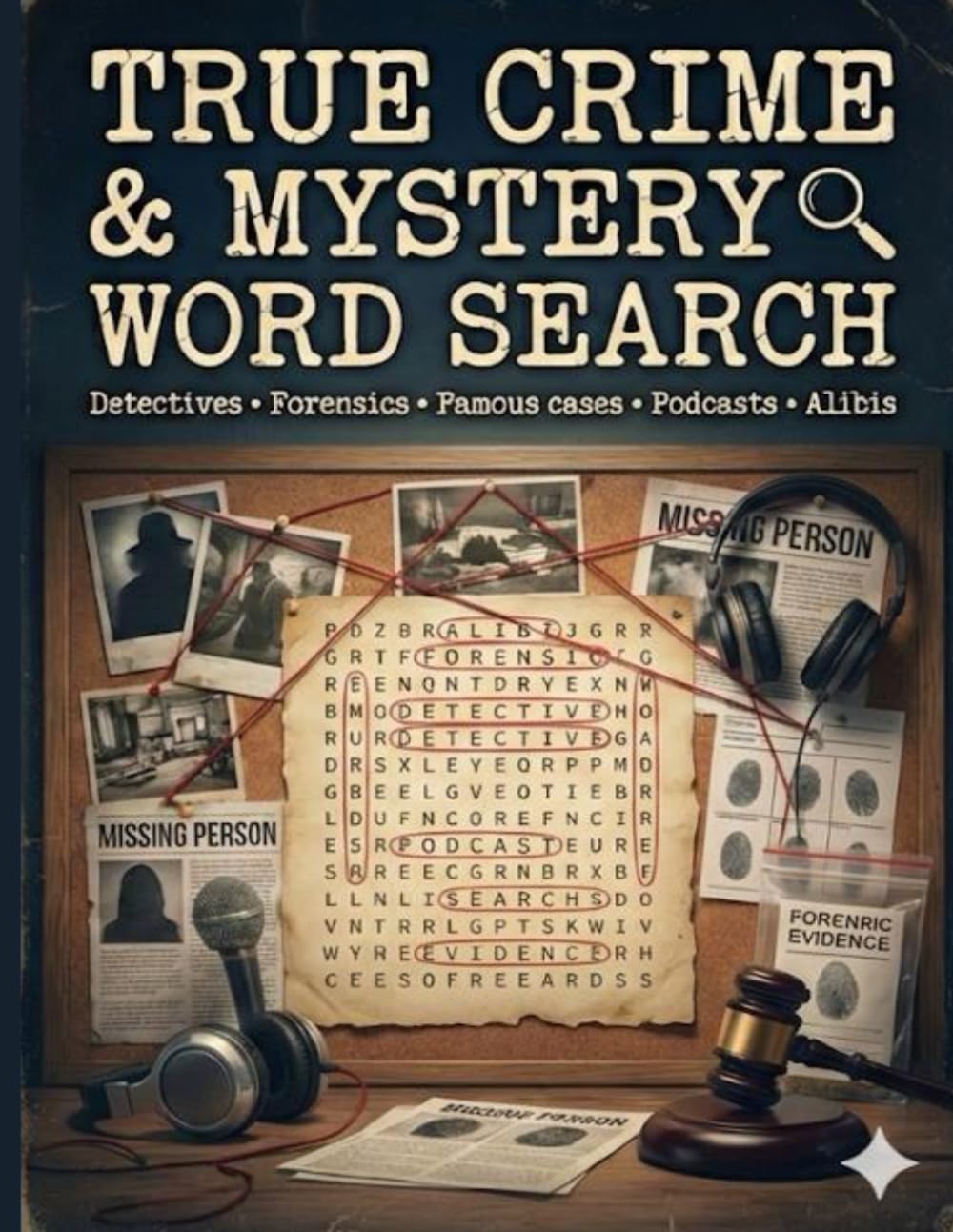 Word Search for the True Crime Fanatic: 100 Large Print Puzzles: Cold Cases, Forensics, Podcasts, and Courtroom Drama – Mystery Brain Games