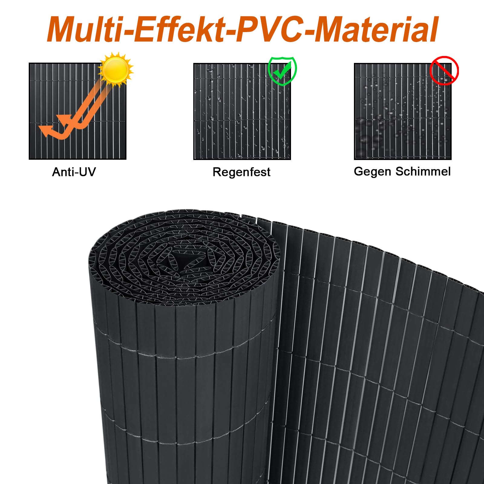 YRHome Zichtwerend scherm van pvc, stabiele W-vorm, inkijkbescherming
