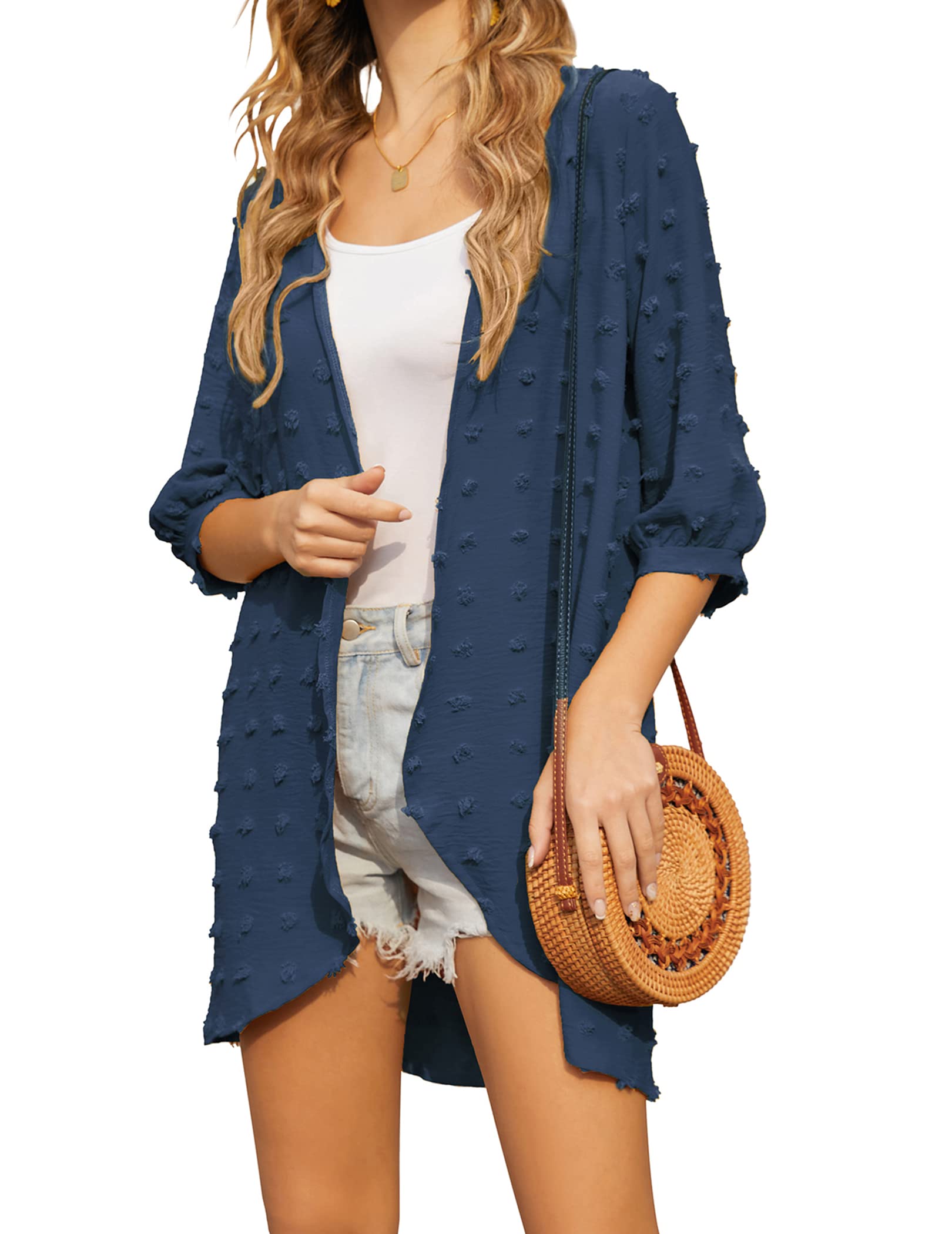 Hotouch Vestidos de Playa para Mujer Camisas Kimono para Mujer Camisas Largos e Informales Cárdigans de Playa Cubre Bikini Suelto para Mujer Ropa de Baño Cover Up S-XXL