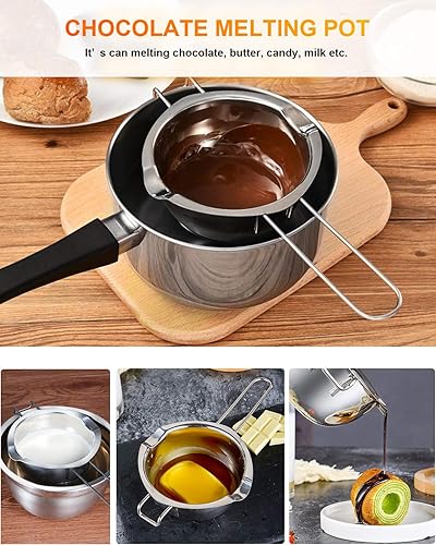 Miniatura 9 de Olla de caldera doble de acero inoxidable de 20.3 fl oz con mango resistente al calor para derretir chocolate, mantequilla, velas y jabón