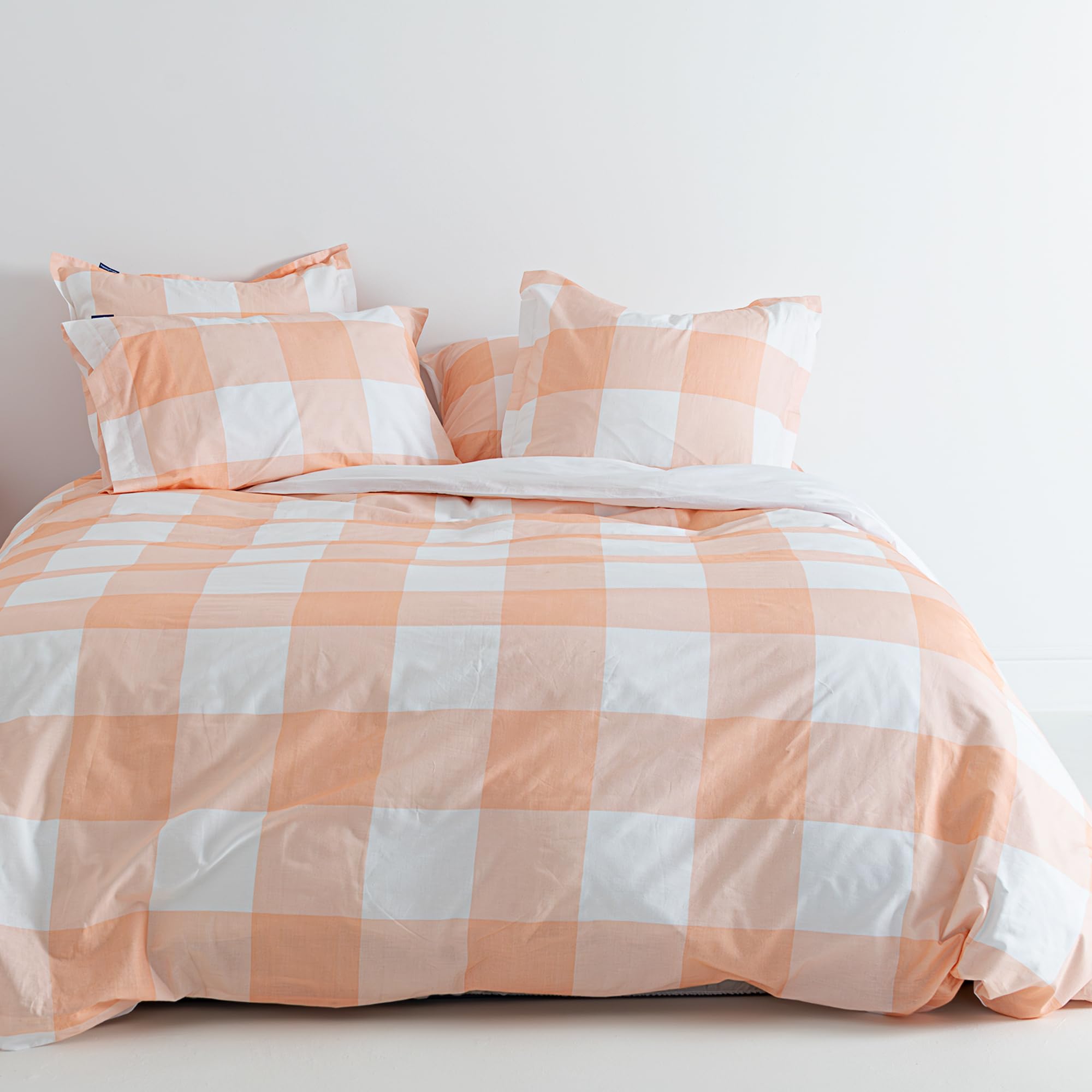 Funda nórdica 240x220 Gingham melocotón de alta calidad para cama 150