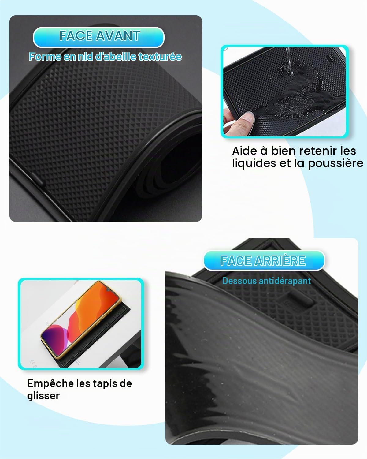 CDEFG Compatible avec Audi A1 GB 2019-2024 2025 Tapis Anti-poussière Antidérapante, A1 GB Porte Intérieure Tasse Boîte de Bras Tapis de Stockage A1 Sportback 2025 Accessoires (Noir)
