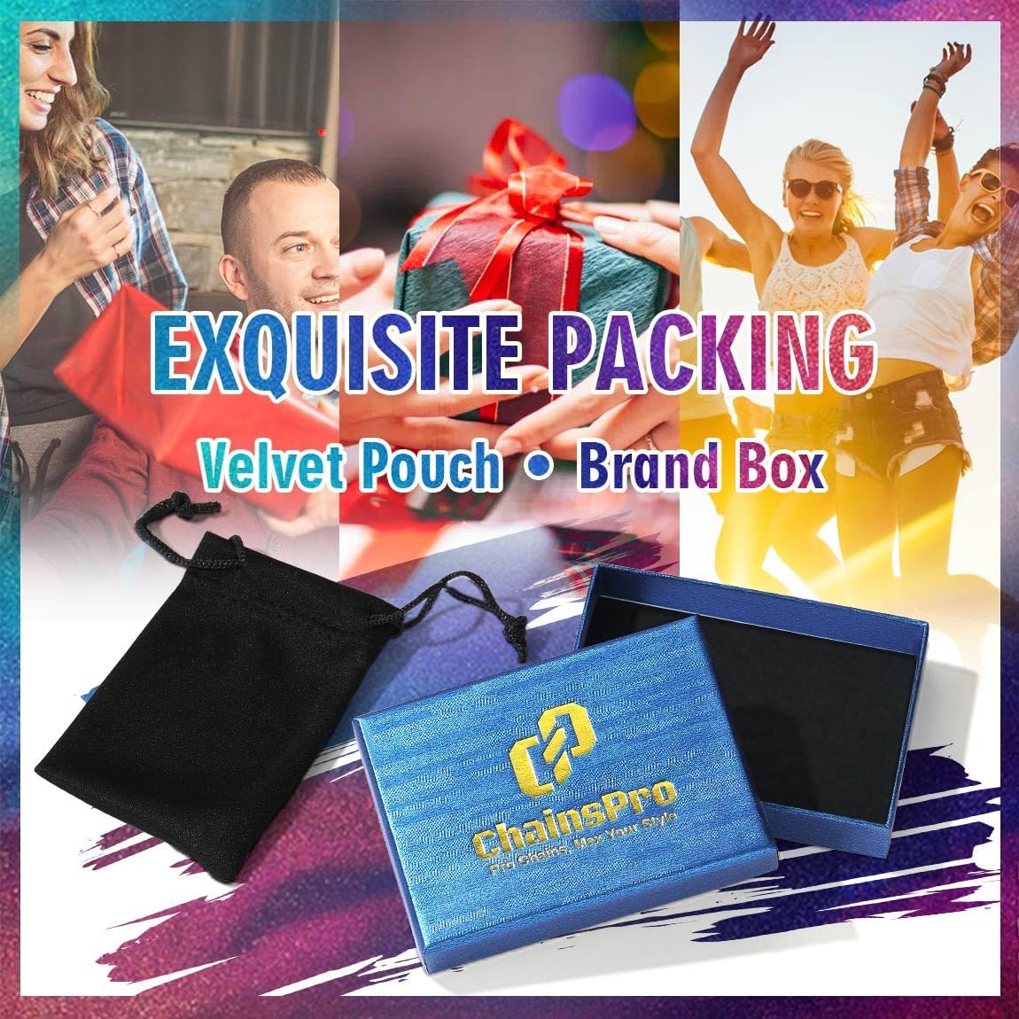 ChainsPro Cuban Chain Necklace for Men, Silver/Black/Gold Plated Stainless Steel Cuban Link Chains Mens 4/6/9/13 MM Width,14"-30" Length Hip Hop Accessories Jewelry Gifts for Father's Day Christmas