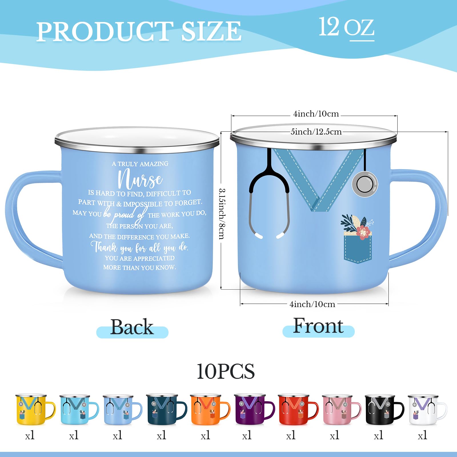 Amazon.com | Hushee Cna Week Appreciation Gifts Bulk Nurse Graduation 12oz Coffee  Mugs with Handle Motivational Cup Enamel Tumbler Nurse Practitioner Week  Gift for Nursing Care Favor(10 Pcs,Multicolor,Classic): Coffee Cups & Mugs