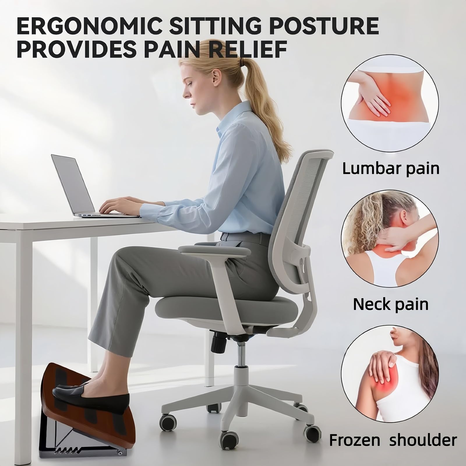 Poggiapiedi Regolabile Sotto Scrivania, Sgabello Antiscivolo Ufficio | Supporto Ergonomico Gambe,Pedale Postazione Lavoro,Supporto Piedi Posizionare Sotto Tavolo,Piattaforma L'ufficio Domestico