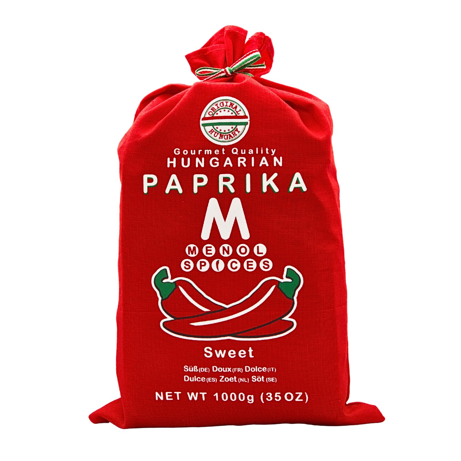 Menol Spices Autentica Paprika Dolce Ungherese in polvere (Dolce 1000g) Qualità Premium Gourmet, prodotto nella regione di Szeged, in Ungheria, rosso vivo, sapore incredibile