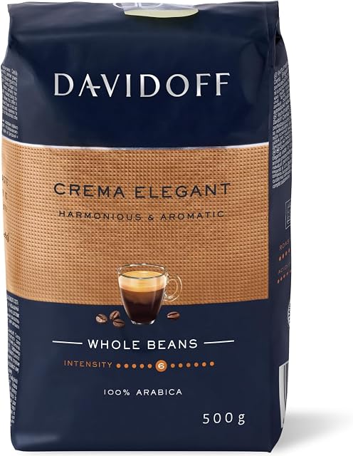 Kawa ziarnista Davidoff Cafe Creme Elegant 500 g | Arabika | intensywny smak | aromatyczna | lekko kwaśna | bardzo ciemna | mocno palona | aromatyczna | czekoladowa nuta |