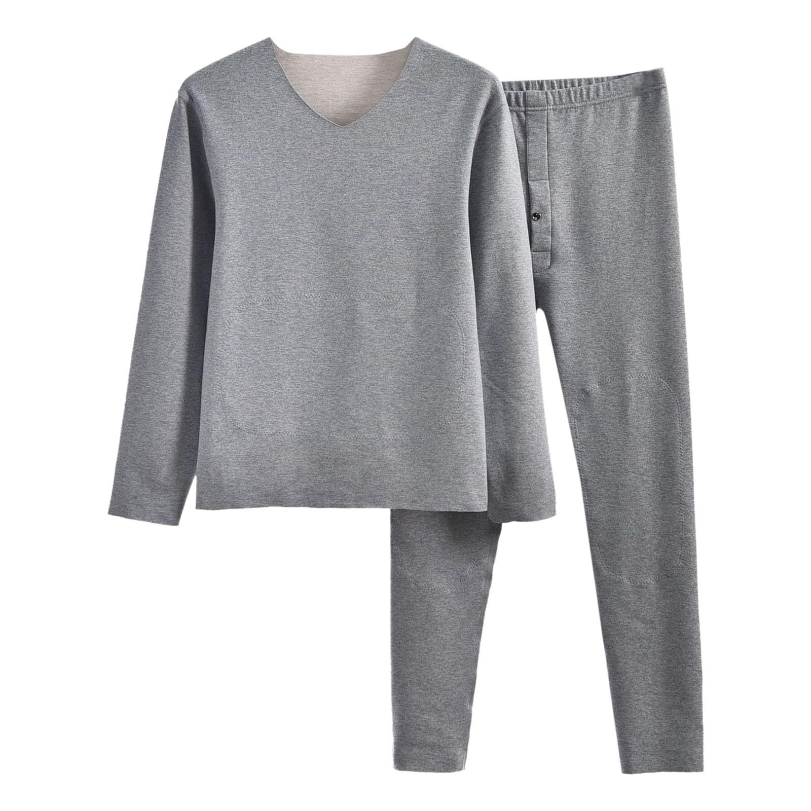 Générique Ensemble de sous-vêtements Thermiques pour Hommes Couche de Base Polaire doublée Longue Tenue de Nuit Chaude pour Hiver Froid vêtement de détente Confortable à Quotidien