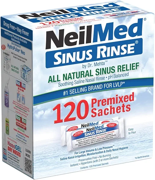 NeilMed Sinus Rinse All Natural Relief Premixed Refill Packets 100 Count (Pack of 1)