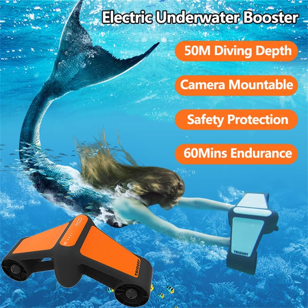 Underwater Sea Scooter 500W Electric Water Equipment, 1.8m/s Diving Scooter 60Mins Underwater Motor S1 Plus for Kids Adults Swimming Pool (Blue) (Yellow)