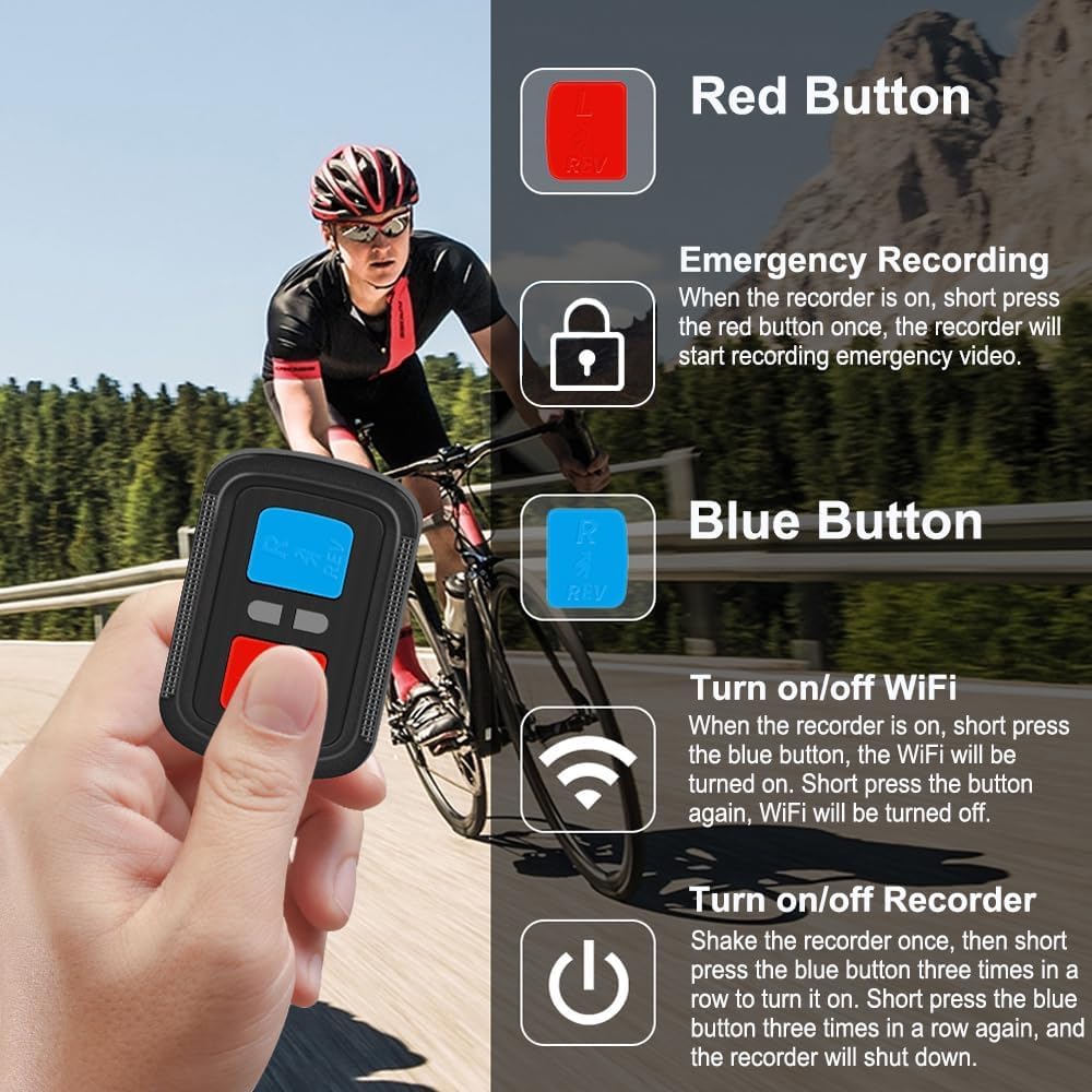Caméras de Casque WiFi VSYSTO pour vélo et Moto avec télécommande, caméras HD 1080P 150°, caméra d'action étanche, caméra embarquée pour vélo, Enregistrement en Boucle, capteur G
