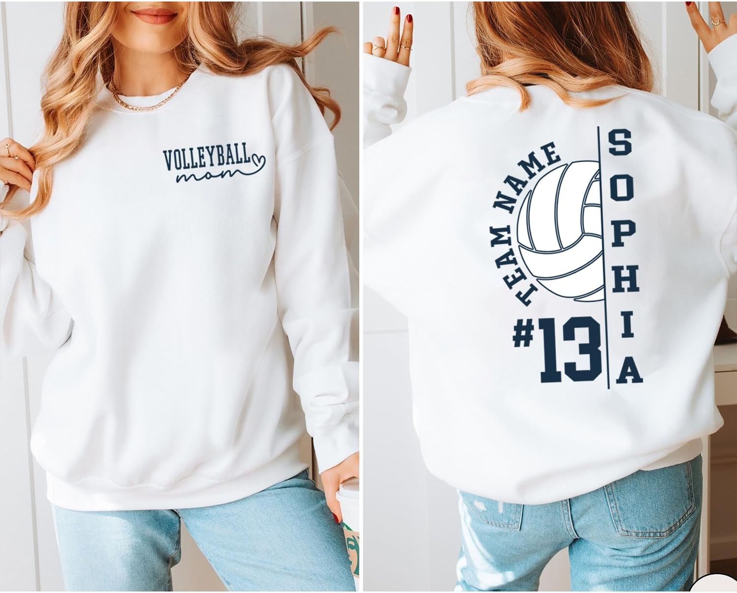 NAZENTI Personalized Volleyball Mom Shirt, Custom Volleyball Shirt for Women with Name and Number, Sport Mom Gifts - Image 6