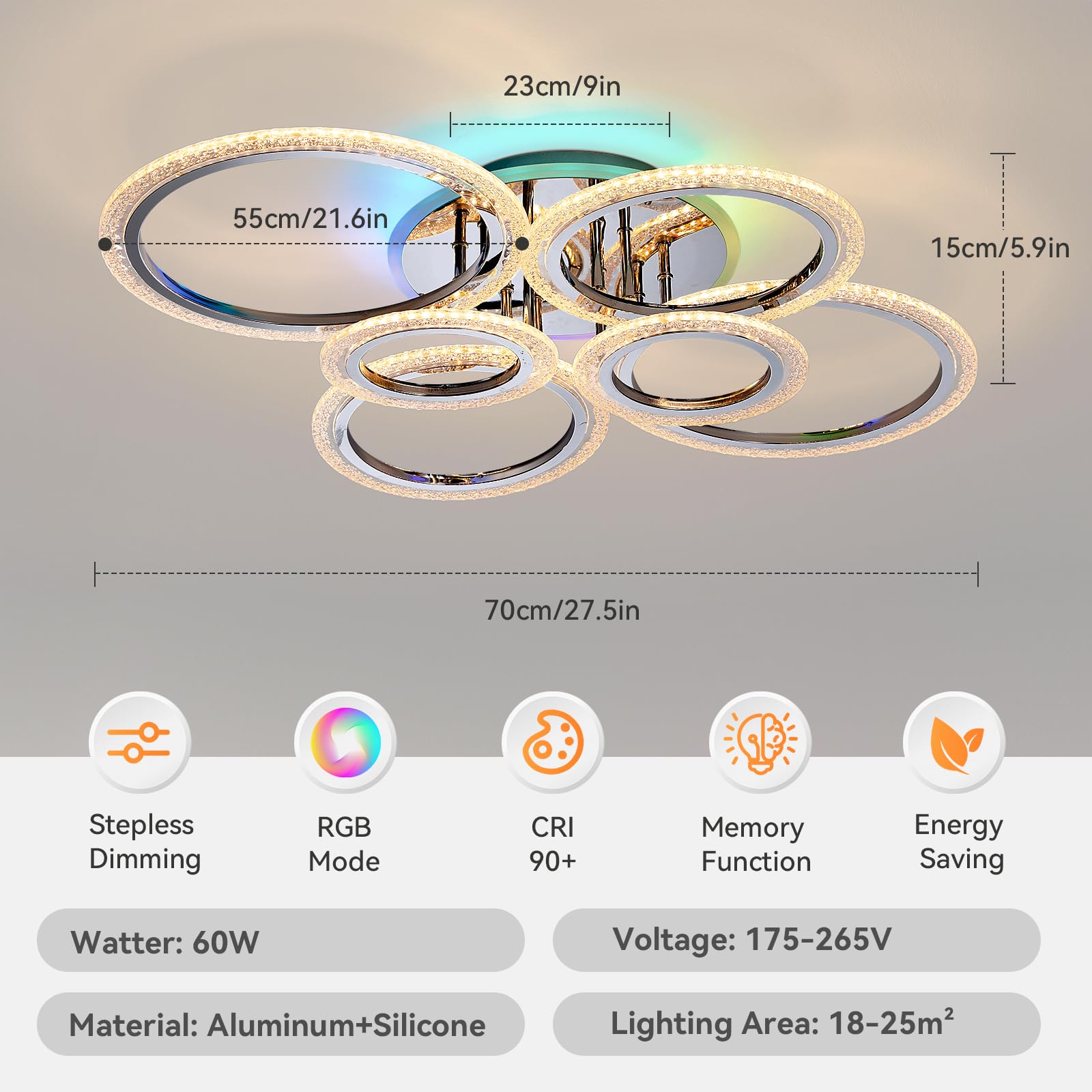 Sponsored Ad Warmiehomy Modern Led Ceiling Light 60w 5400lm Dimmable | INDIA - View #3