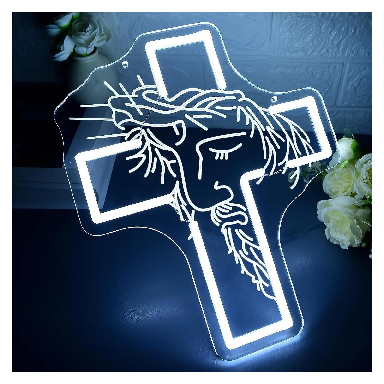 Decoración Lámparas Señal De Neón LED La Cruz Jesús