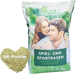Premium Rasensamen schnellkeimend 10kg = 400m² Rasen | dürreresistent, robust, tiefgrün | Ideal für Neuansaat, Nachsaat | ...