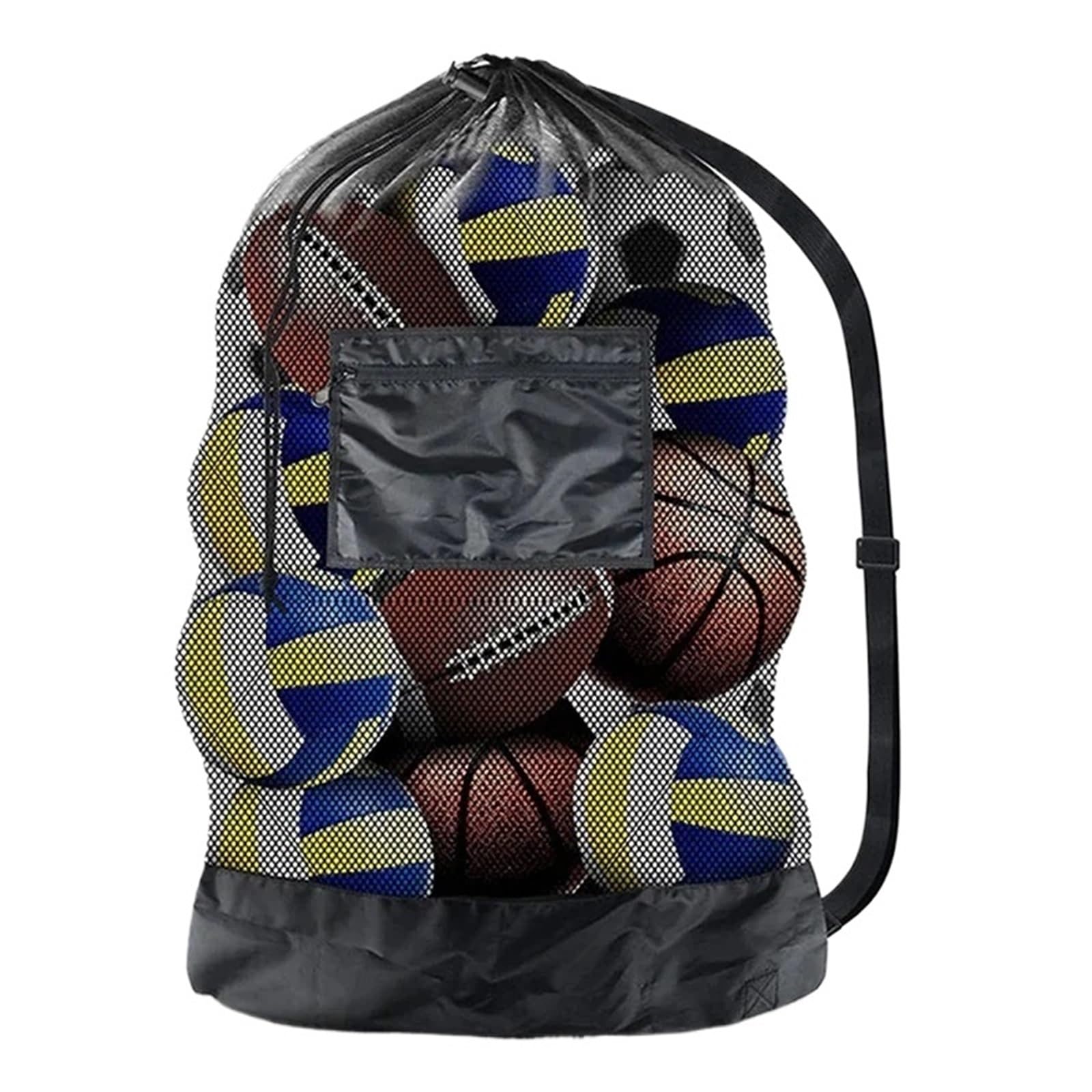 Borsa da calcio in rete 2 pezzi, borsa extra large con coulisse for riporre palloni basket, tasca cerniera, pallavolo e, borse palestra per Palla