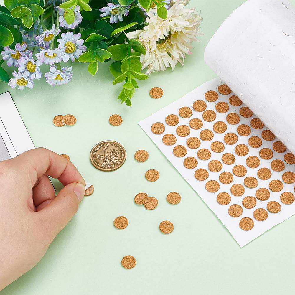 BENECREAT 1400 unidades 12,5 x 1,5 mm círculos de corcho autoadhesivos redondos planos