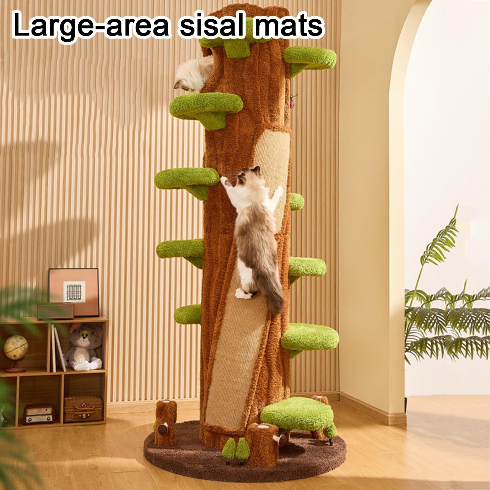 Grande Tiragraffi H230cm (90,6") con Tiragraffi in Sisal Attività di Arrampicata Su Più Livelli Include Piattaforma di Riposo in Peluche Tiragraffi per Gatti a Più Livelli Tana Nascosta
