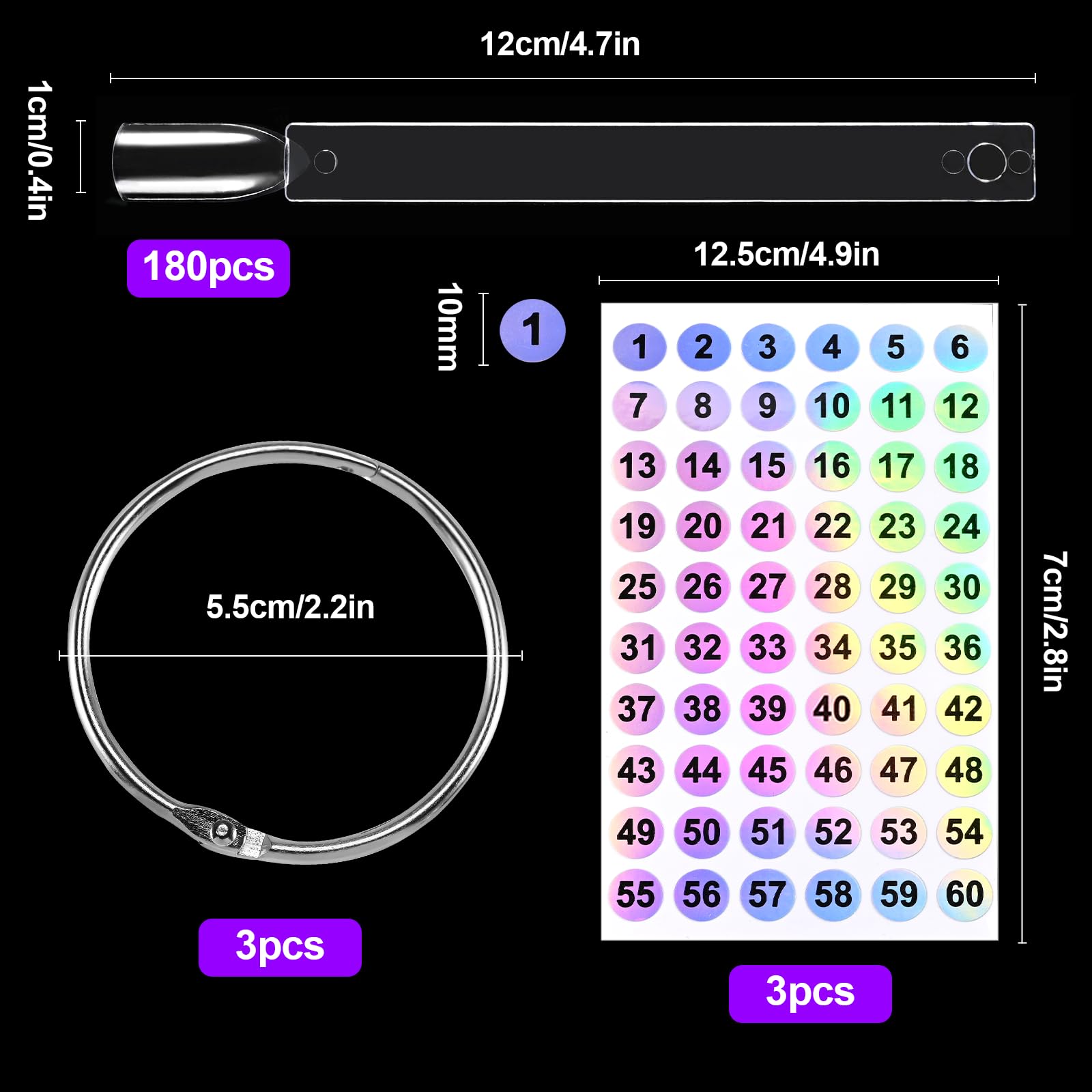 150 Pièces Nuancier Ongles, Présentoir Ongles Nuancier Nuancier Vernis Semi Permanent pour Style Nail Art et Affichage Des Couleurs avec Autocollants De Numéro 1-180