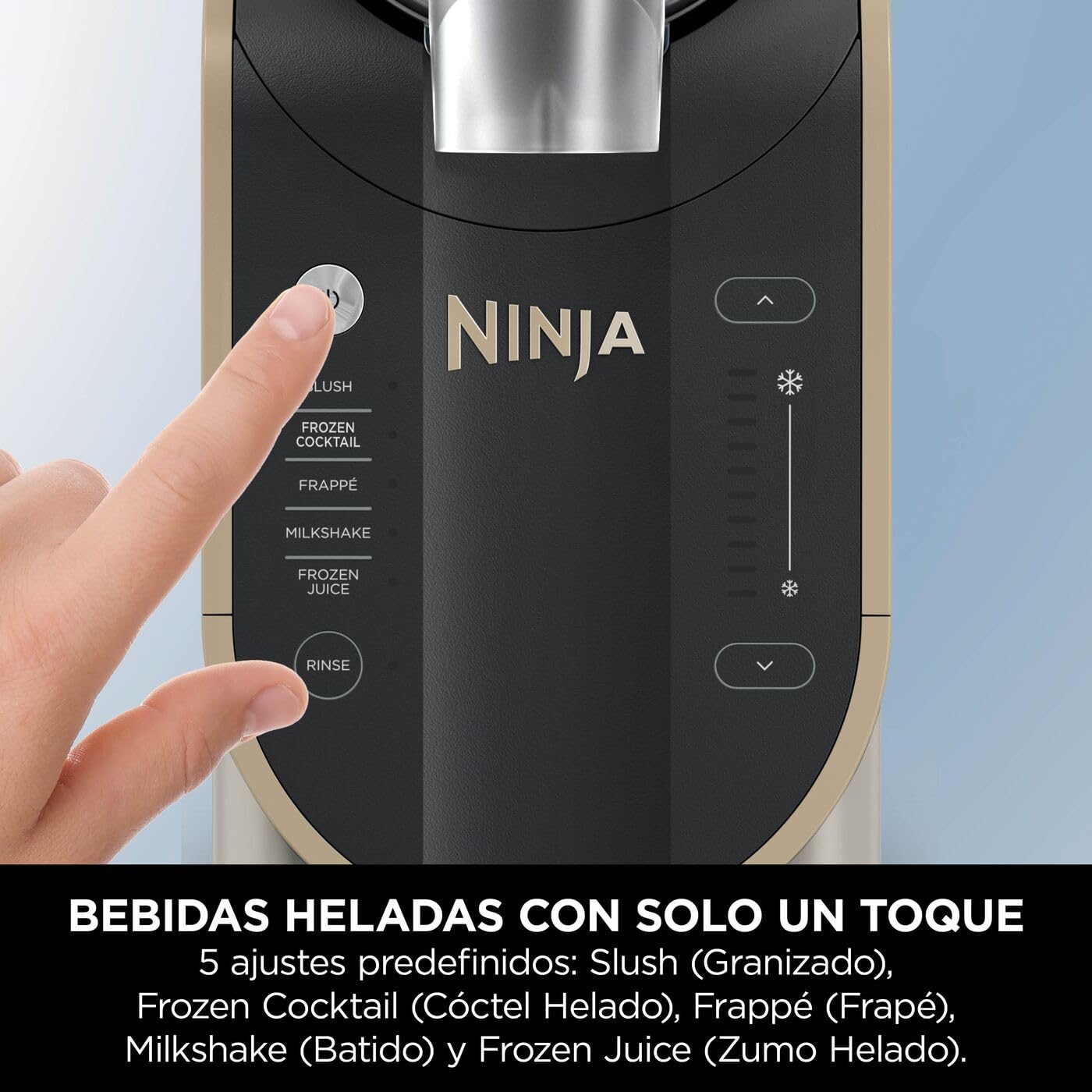 Ninja SLUSHi, Máquina de Bebidas Heladas, Piedra Dorada, FS301EUSTGD | Con Tecnología WhisperChill, Prepara Granizados, Cócteles Helados, Frappés, Batidos y Zumos Helados sin Hielo, 1,9L