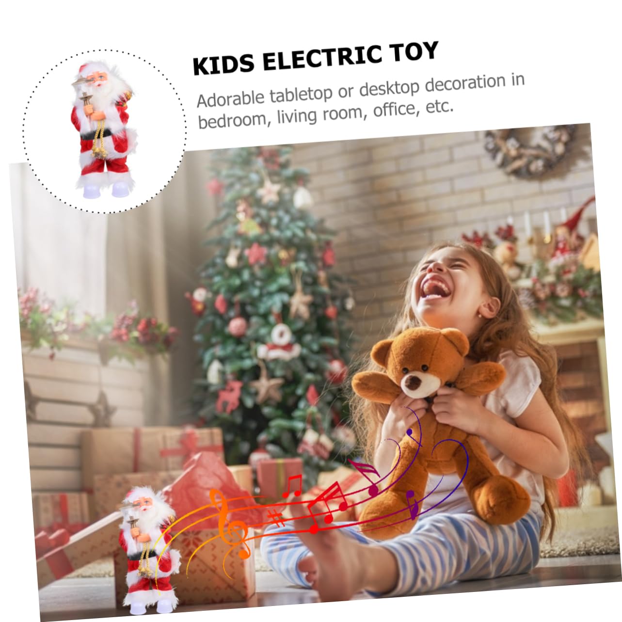 Ciieeo Muñeca Musical de Papá Noel Juguete Eléctrico Adorno Navideño Muñeco de Papá Noel para Decoración de Vacaciones