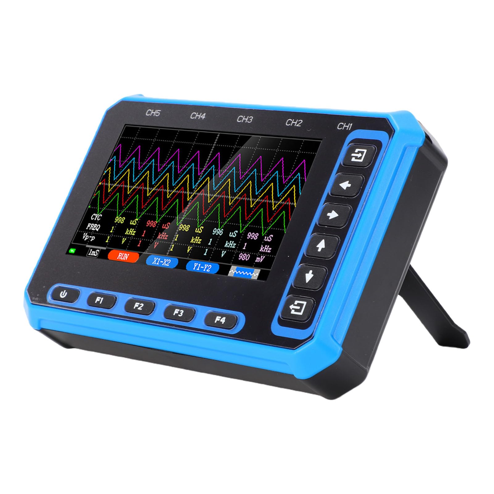 Osciloscopio Portátil de 5 Canales, Ancho de Banda de 1MHz con Pantalla de 4,3 Pulgadas, Analizador de Forma de Onda Preciso para Varios Proyectos