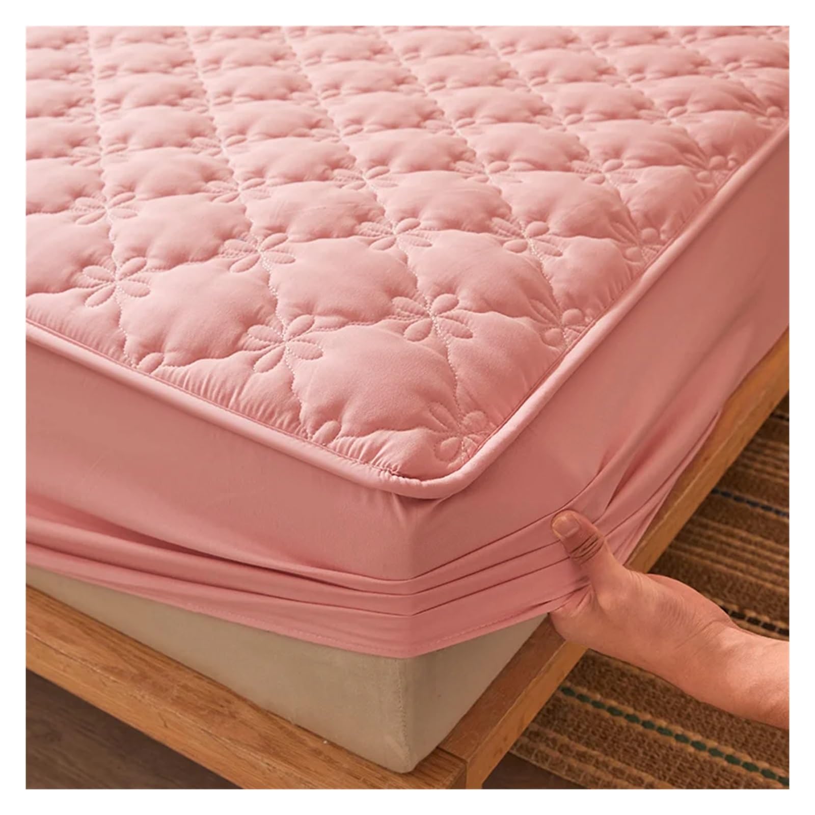 Protège-matelas rose floral épais et imperméable 90x190