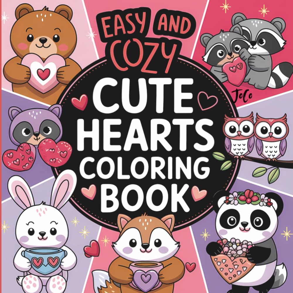 Bold and Easy Valentines Day Coloring Book: Simple, Cute and Adorable Animal Designs for Adults (Bold & Easy Valentine’s Coloring Books)