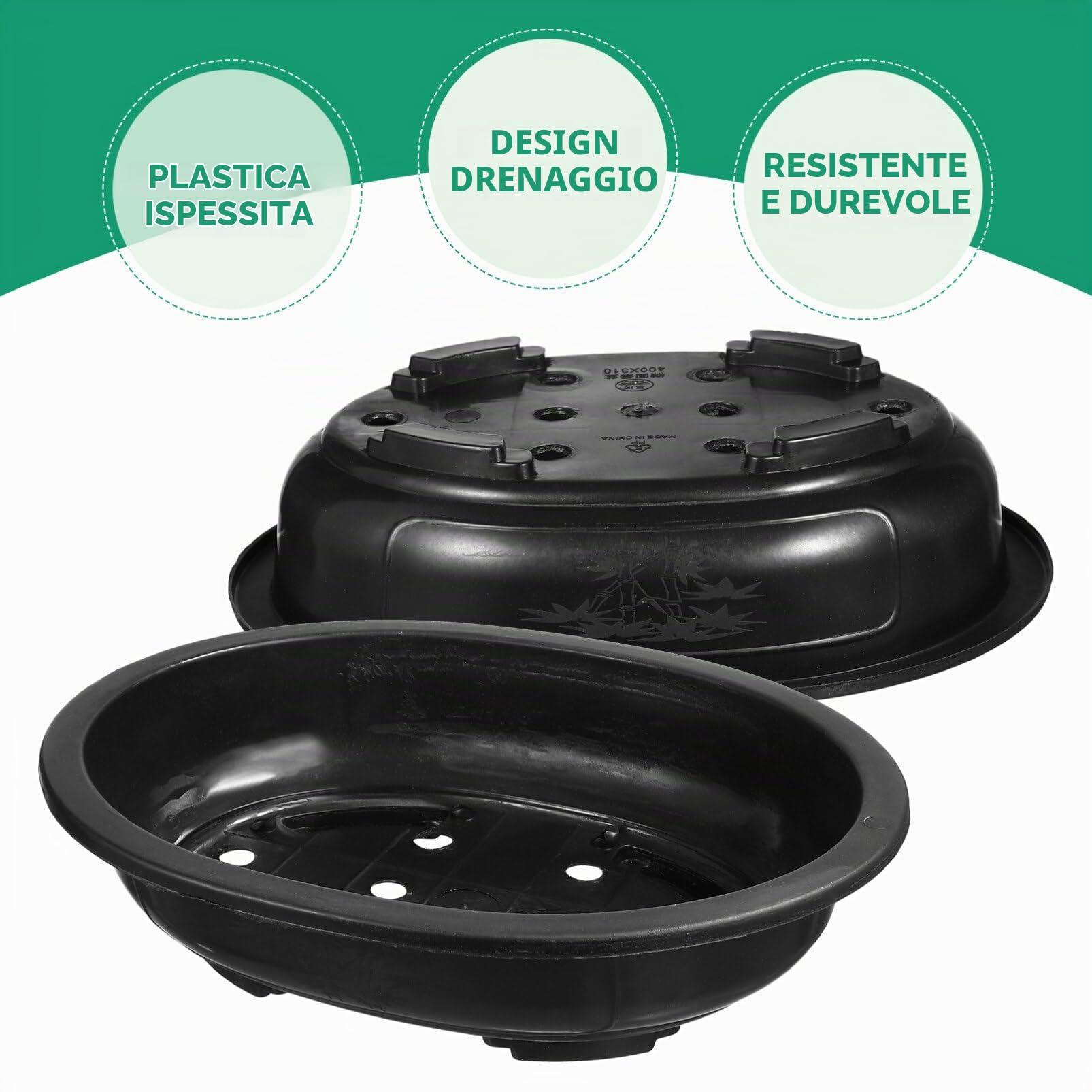 Kisangel Vaso Da Fiori Ovale Grande in Plastica Con Fori Di Drenaggio Per Piante Da Interno E Esterno Design Moderno Per Giardinaggio Balcone E Decorazioni Casa 14.8X11.4X3.1 Pollici