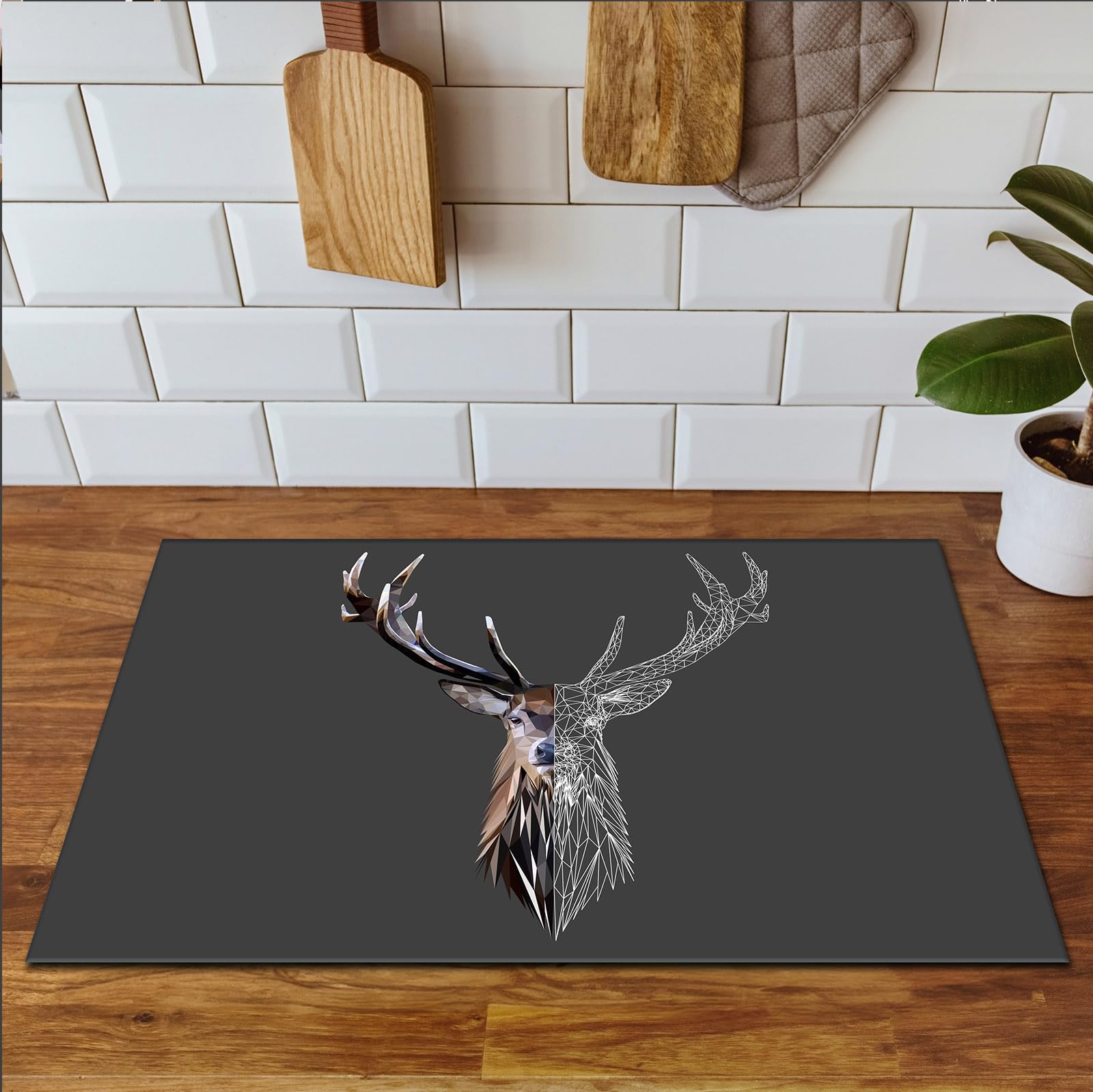 TMK ArtDeko Herdabdeckplatte Ceranfeld abdeckung Aufrollbare Matte für Induktion 1-teilig 90x52 cm, Hirsh Grau