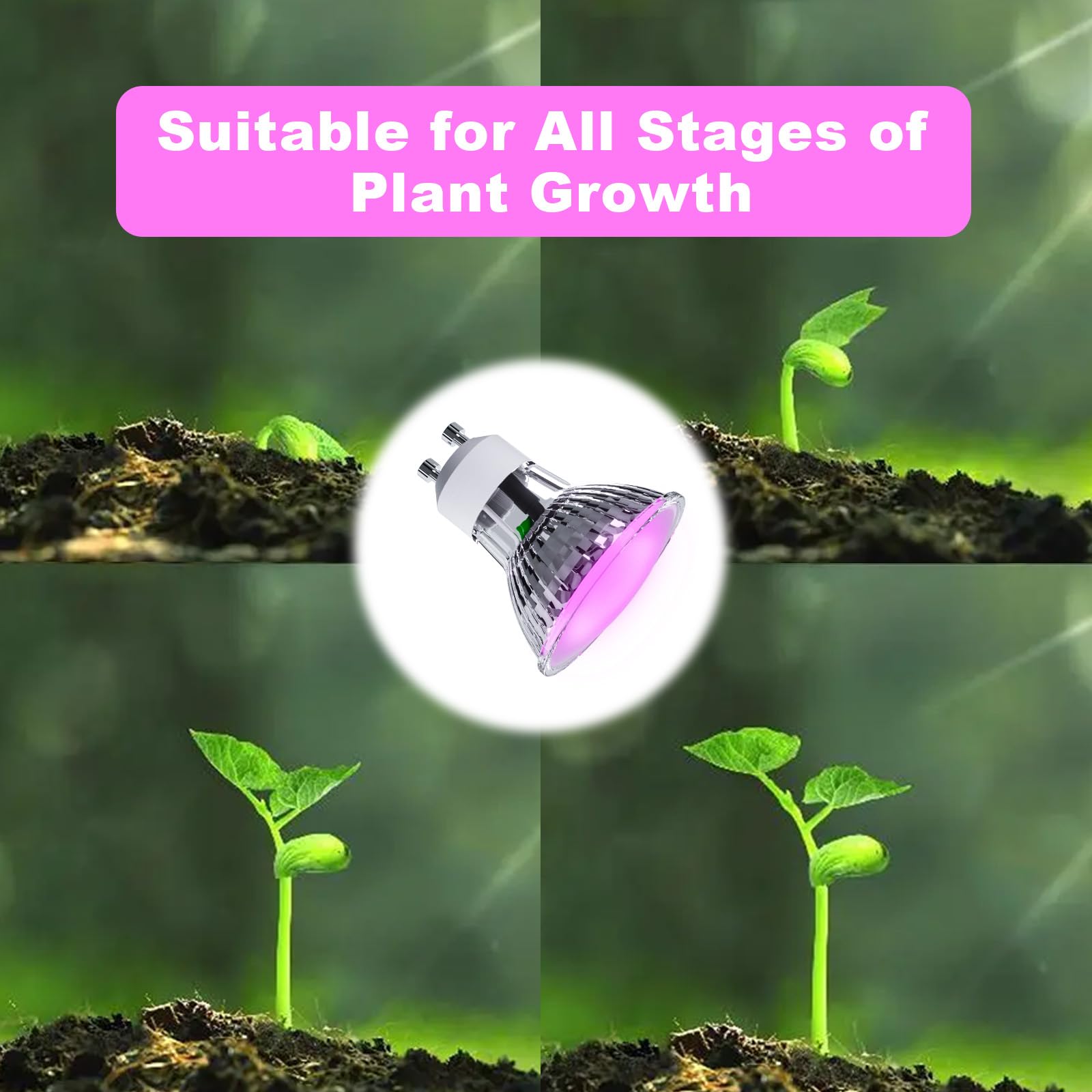 ANTELA Lámpara de Planta Interior LED Luz Morada,GU10 E27 Lampara Cultivo Espectro Completo Apto 3.5W para Todo Tipo de Plantas Pequeñas, Verduras y Frutas,5PCs