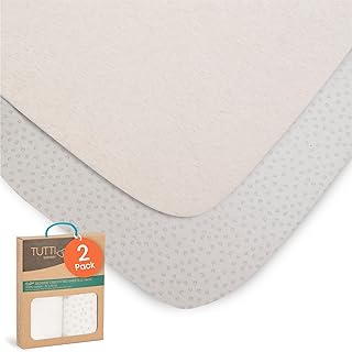 Tutti Bambini CoZee Crib Fitted Sheets (2 Pack) - Grey/Cloud 100% Cotton Sheets - For CoZee Bedside Crib