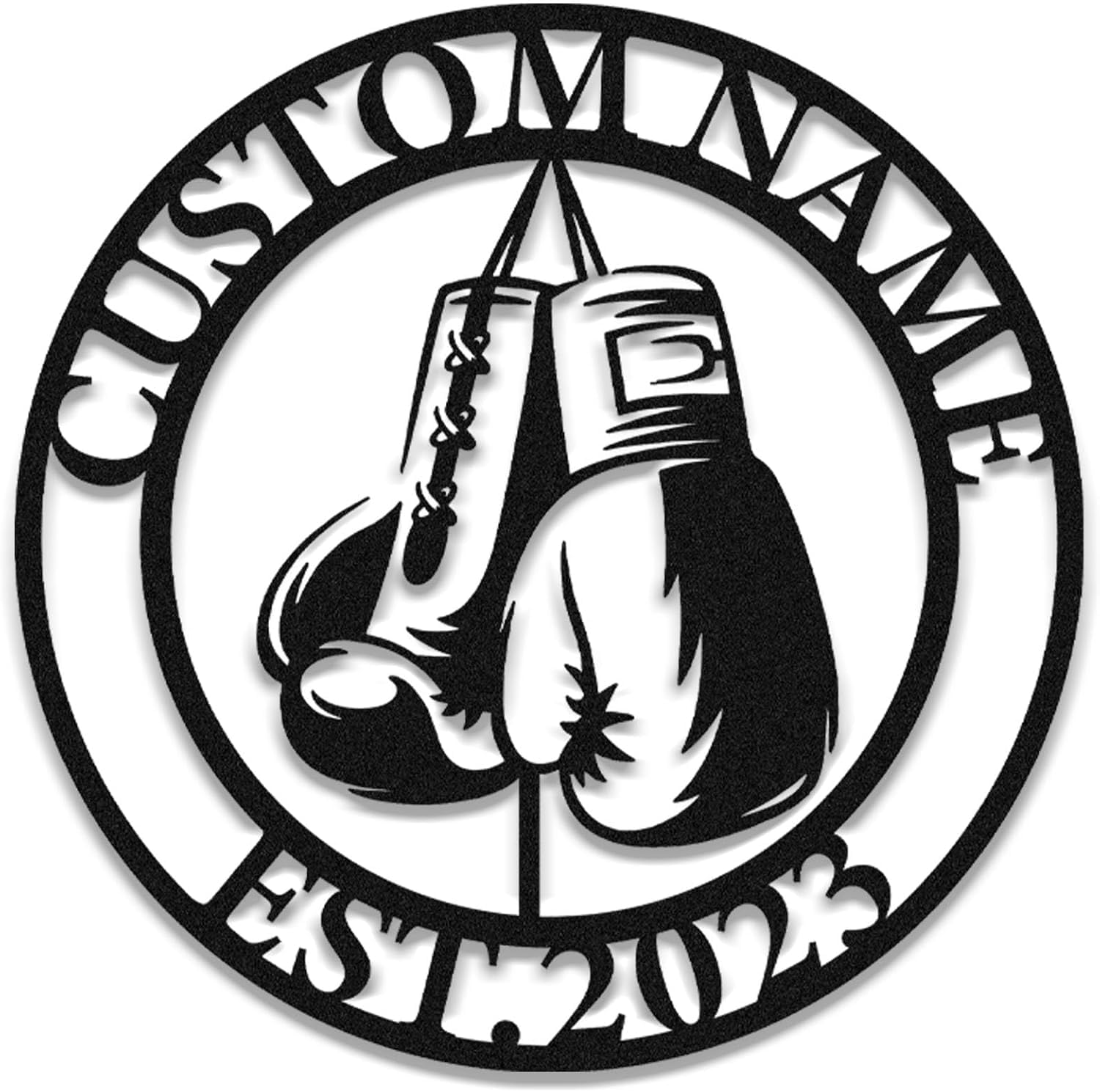 Personalized Boxing Metal Sign; Custom Name Boxing Gloves Hanging Welcome Sign; Outdoor Decor for Porch, Yard & Patio; Home & Office Wall Fence Decor; Birthday Gifts for Boy, Son & Men; 8-24 Inch (C)